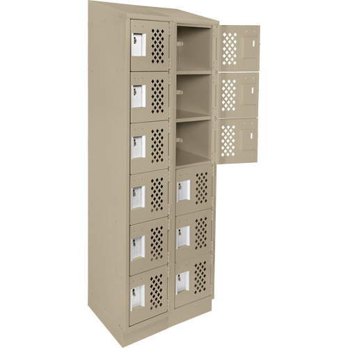 Assembled Lockerettes Clean Line Perforated Economy Lockers, 6 -tier, Bank of 2, 18" x 72" x 12", Steel R.M.G. Prévention