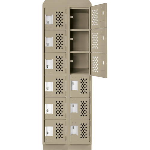 Assembled Lockerettes Clean Line Perforated Economy Lockers, 6 -tier, Bank of 2, 18" x 72" x 12", Steel R.M.G. Prévention