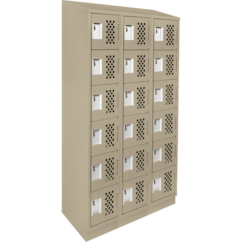 Assembled Lockerettes Clean Line Perforated Economy Lockers, 6 -tier, Bank of 3, 18" x 72" x 12", Steel R.M.G. Prévention
