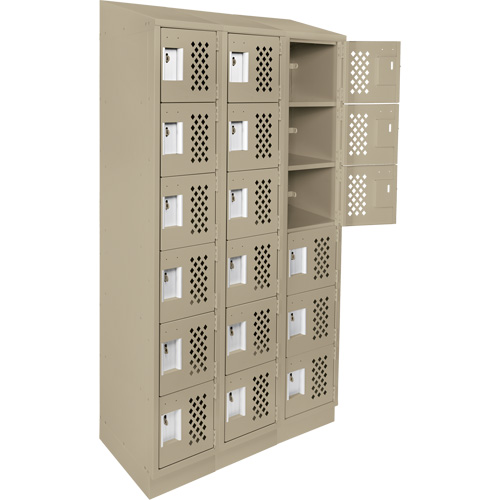 Assembled Lockerettes Clean Line Perforated Economy Lockers, 6 -tier, Bank of 3, 18" x 72" x 12", Steel R.M.G. Prévention