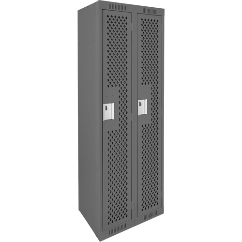Clean Line Lockers, Bank of 2, 24" x 15" x 72", Steel, Charcoal, Rivet (Assembled), Perforated R.M.G. Prévention