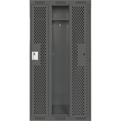 Clean Line Lockers, Bank of 3, 36" x 15" x 72", Steel, Charcoal, Rivet (Assembled), Perforated R.M.G. Prévention