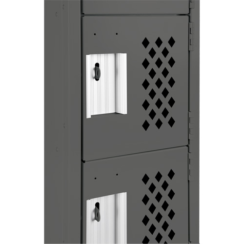 Assembled Lockerettes Clean Line Perforated Economy Lockers, 6 -tier, Bank of 3, 18" x 72" x 12", Steel R.M.G. Prévention
