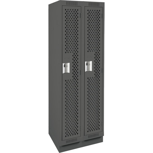 Clean Line Lockers, Bank of 2, 24" x 18" x 76", Steel, Charcoal, Rivet (Assembled), Perforated R.M.G. Prévention