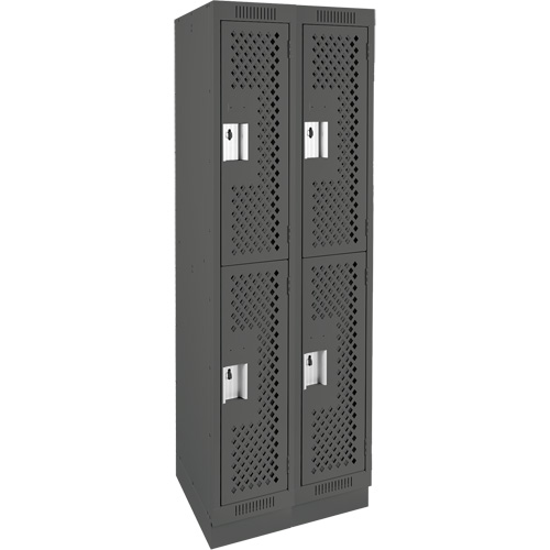 Casiers Clean Line, 2 niveaux, Bloc de 2, 24" x 12" x 76", Acier, Charbon, Rivet (assembl&eacute;), Perfor&eacute; R.M.G. Prévention