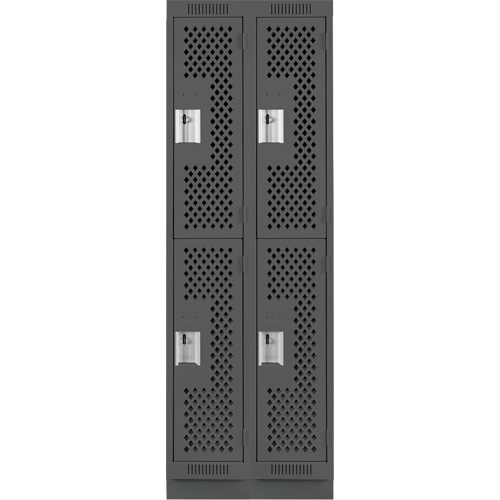 Casiers Clean Line, 2 niveaux, Bloc de 2, 24" x 12" x 76", Acier, Charbon, Rivet (assembl&eacute;), Perfor&eacute; R.M.G. Prévention