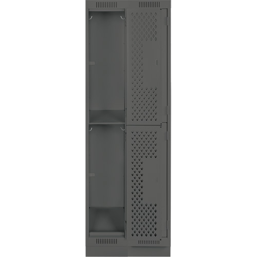 Casiers Clean Line, 2 niveaux, Bloc de 2, 24" x 12" x 76", Acier, Charbon, Rivet (assembl&eacute;), Perfor&eacute; R.M.G. Prévention