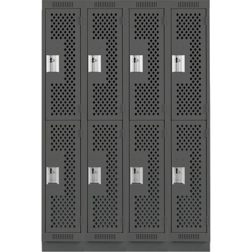 Casiers Clean Line, 2 niveaux, Bloc de 4, 48" x 12" x 76", Acier, Charbon, Rivet (assembl&eacute;), Perfor&eacute; R.M.G. Prévention