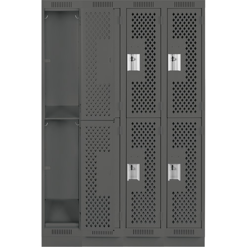 Casiers Clean Line, 2 niveaux, Bloc de 4, 48" x 12" x 76", Acier, Charbon, Rivet (assembl&eacute;), Perfor&eacute; R.M.G. Prévention