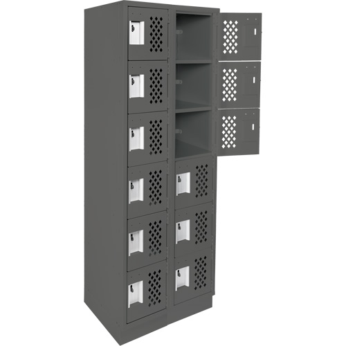 Assembled Lockerettes Clean Line Perforated Economy Lockers, 6 -tier, Bank of 2, 18" x 72" x 12", Steel R.M.G. Prévention