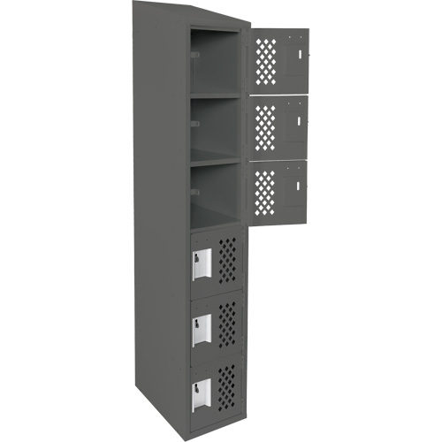 Clean-Line Perforated Lockerette, 6 -tier, 15" x 72" x 12", Steel R.M.G. Prévention