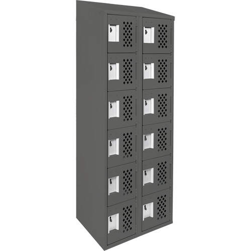 Assembled Lockerettes Clean Line Perforated Economy Lockers, 6 -tier, Bank of 2, 18" x 72" x 12", Steel R.M.G. Prévention
