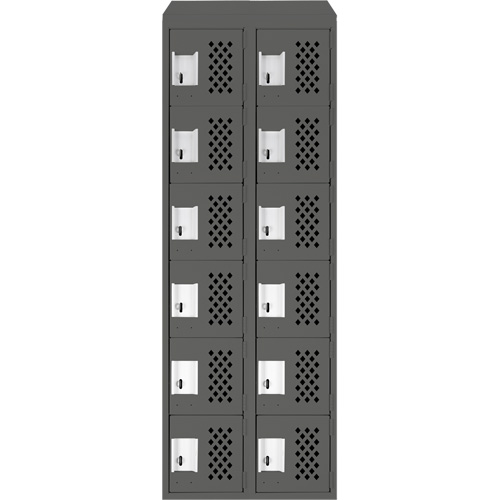 Assembled Lockerettes Clean Line Perforated Economy Lockers, 6 -tier, Bank of 2, 18" x 72" x 12", Steel R.M.G. Prévention