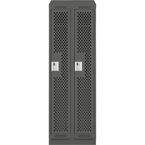 Clean Line Lockers, Bank of 2, 24" x 18" x 82", Steel, Charcoal, Rivet (Assembled), Perforated R.M.G. Prévention