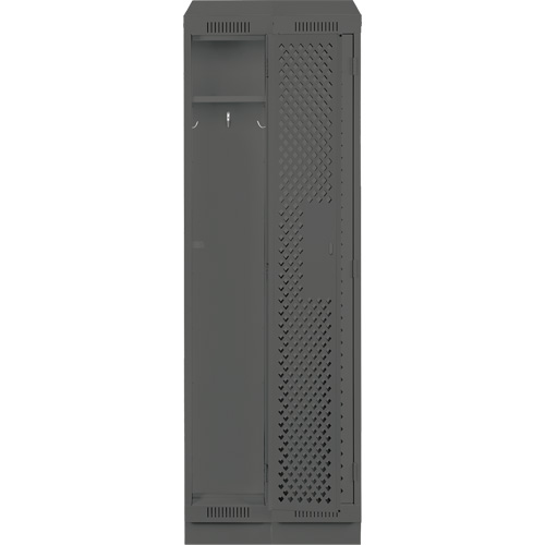 Clean Line Lockers, Bank of 2, 24" x 18" x 82", Steel, Charcoal, Rivet (Assembled), Perforated R.M.G. Prévention