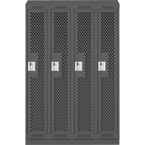Clean Line Lockers, Bank of 4, 48" x 18" x 82", Steel, Charcoal, Rivet (Assembled), Perforated R.M.G. Prévention
