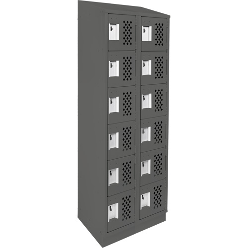 Assembled Lockerettes Clean Line Perforated Economy Lockers, 6 -tier, Bank of 2, 18" x 72" x 12", Steel R.M.G. Prévention