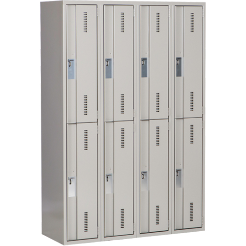 Concorde Heavy-Duty Lockers, 2 -tier, Bank of 4, 48" x 18" x 72", Steel, Grey, Welded (Assembled) R.M.G. Prévention
