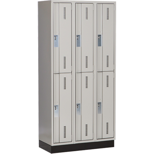 Concorde Heavy-Duty Lockers, 2 -tier, Bank of 3, 36" x 18" x 76", Steel, Grey, Welded (Assembled) R.M.G. Prévention