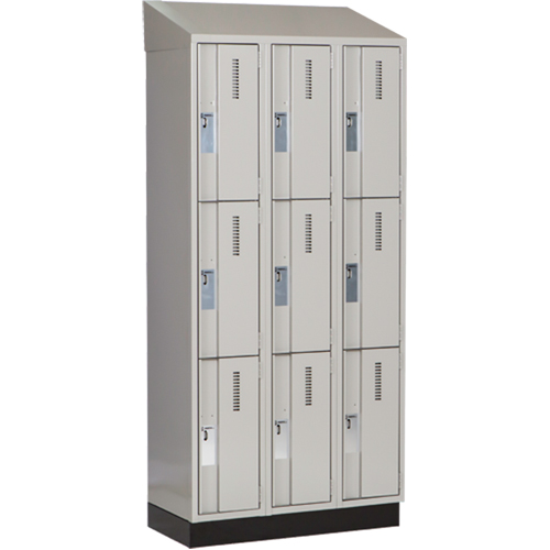 Concorde Heavy-Duty Lockers, 3 -tier, Bank of 3, 36" x 18" x 82", Steel, Grey, Welded (Assembled) R.M.G. Prévention