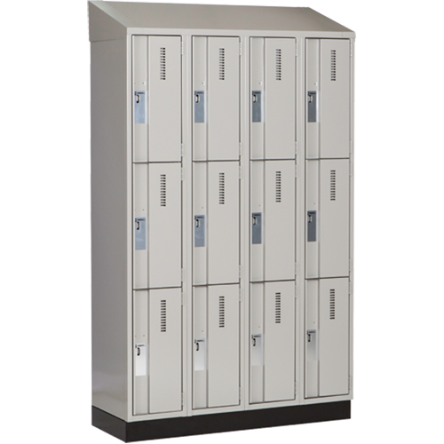 Concorde Heavy-Duty Lockers, 3 -tier, Bank of 4, 48" x 18" x 82", Steel, Grey, Welded (Assembled) R.M.G. Prévention