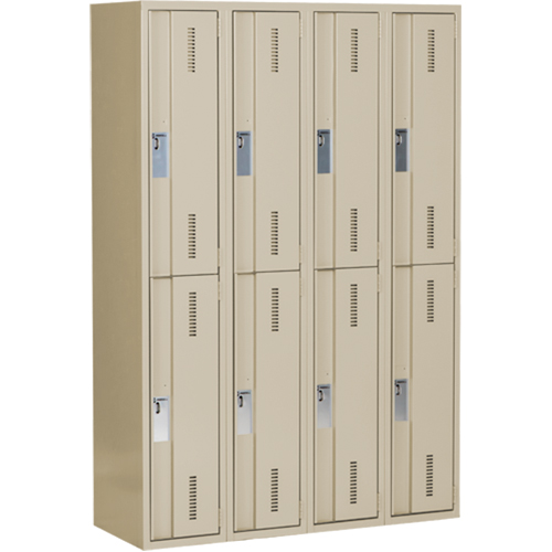 Concorde Heavy-Duty Lockers, 2 -tier, Bank of 4, 48" x 18" x 72", Steel, Beige, Welded (Assembled) R.M.G. Prévention