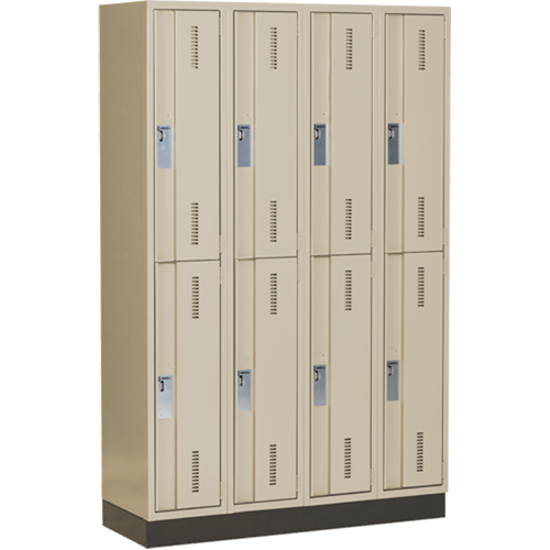 Concorde Heavy-Duty Lockers, 2 -tier, Bank of 4, 48" x 18" x 76", Steel, Beige, Welded (Assembled) R.M.G. Prévention