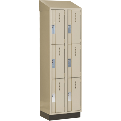Concorde Heavy-Duty Lockers, 3 -tier, Bank of 2, 24" x 18" x 82", Steel, Beige, Welded (Assembled) R.M.G. Prévention