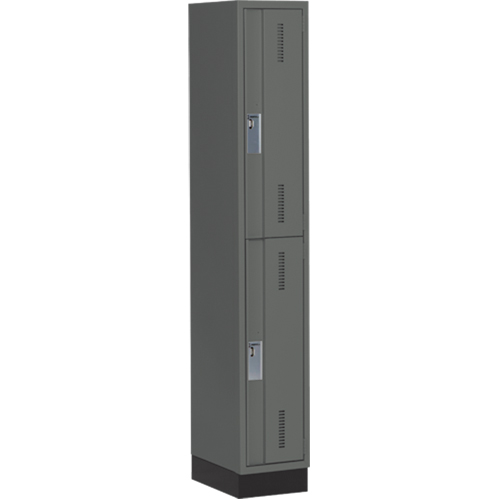 Concorde Heavy-Duty Lockers, 2 -tier, 12" x 18" x 76", Steel, Charcoal, Welded (Assembled) R.M.G. Prévention