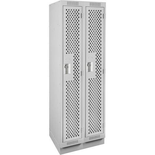 Clean Line Lockers, Bank of 2, 24" x 18" x 76", Steel, Grey, Rivet (Assembled), Perforated R.M.G. Prévention