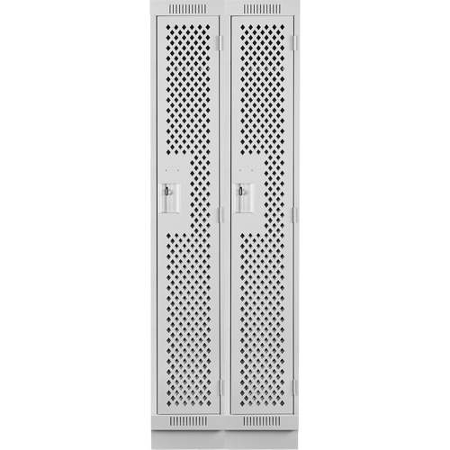 Clean Line Lockers, Bank of 2, 24" x 18" x 76", Steel, Grey, Rivet (Assembled), Perforated R.M.G. Prévention