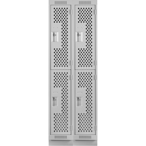 Clean Line Lockers, 2 -tier, Bank of 2, 24" x 12" x 76", Steel, Grey, Rivet (Assembled), Perforated R.M.G. Prévention