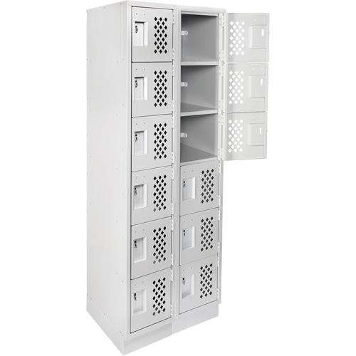 Assembled Lockerettes Clean Line Perforated Economy Lockers, 6 -tier, Bank of 2, 18" x 72" x 12", Steel R.M.G. Prévention