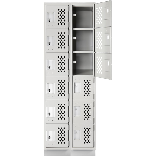 Assembled Lockerettes Clean Line Perforated Economy Lockers, 6 -tier, Bank of 2, 18" x 72" x 12", Steel R.M.G. Prévention