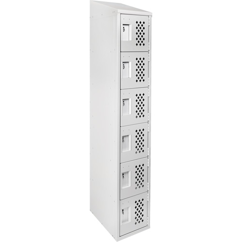 Assembled Lockerettes Clean Line Perforated Economy Lockers, 6 -tier, 18" x 72" x 12", Steel R.M.G. Prévention