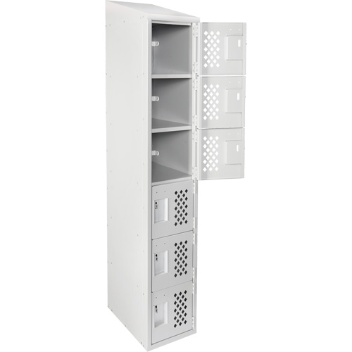 Assembled Lockerettes Clean Line Perforated Economy Lockers, 6 -tier, 18" x 72" x 12", Steel R.M.G. Prévention