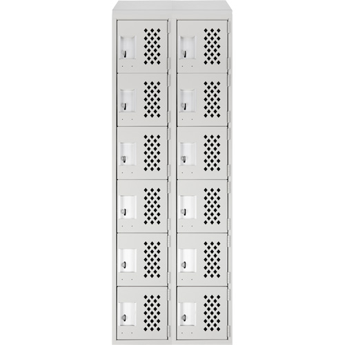 Assembled Lockerettes Clean Line Perforated Economy Lockers, 6 -tier, Bank of 2, 18" x 72" x 12", Steel R.M.G. Prévention