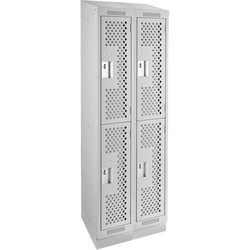 Clean Line Lockers, 2 -tier, Bank of 2, 24" x 12" x 82", Steel, Grey, Rivet (Assembled), Perforated R.M.G. Prévention