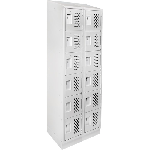 Assembled Lockerettes Clean Line Perforated Economy Lockers, 6 -tier, Bank of 2, 18" x 72" x 12", Steel R.M.G. Prévention