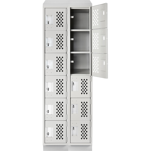 Assembled Lockerettes Clean Line Perforated Economy Lockers, 6 -tier, Bank of 2, 18" x 72" x 12", Steel R.M.G. Prévention