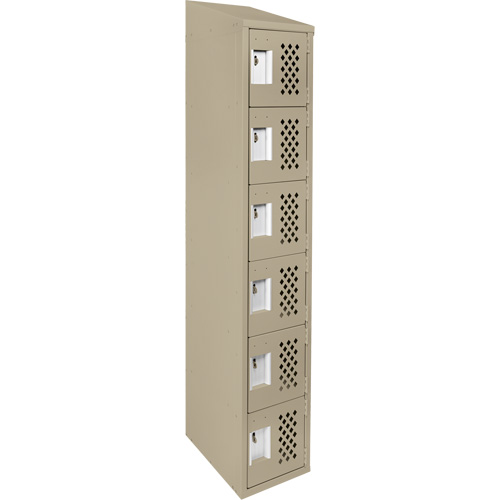 Assembled Lockerettes Clean Line Perforated Economy Lockers, 6 -tier, 18" x 72" x 12", Steel R.M.G. Prévention