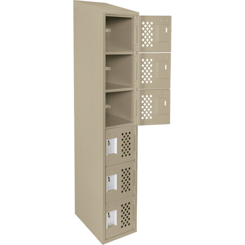 Assembled Lockerettes Clean Line Perforated Economy Lockers, 6 -tier, 18" x 72" x 12", Steel R.M.G. Prévention