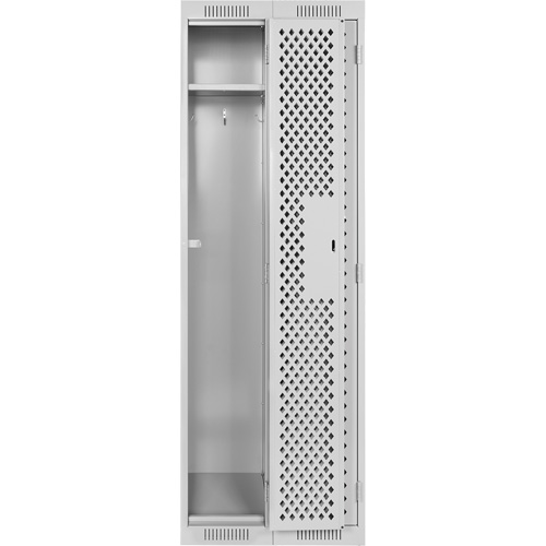 Clean Line Lockers, 2 -tier, 12" x 15" x 72", Steel, Grey, Rivet (Assembled), Perforated R.M.G. Prévention