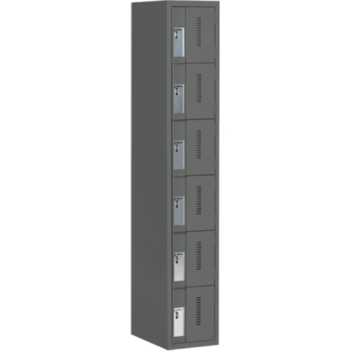 Concorde Heavy-Duty Lockers, 6 -tier, 12" x 18" x 72", Steel, Charcoal, Welded (Assembled) R.M.G. Prévention
