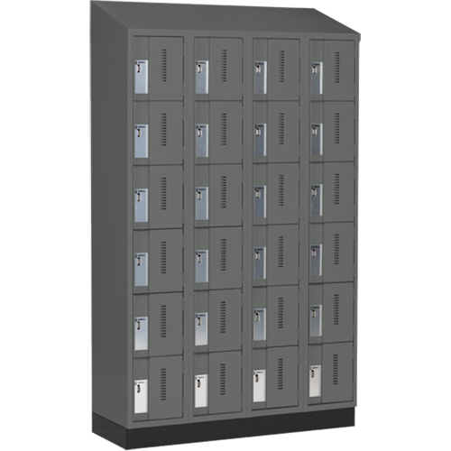 Concorde Heavy-Duty Lockers, 6 -tier, Bank of 4, 48" x 18" x 82", Steel, Charcoal, Welded (Assembled) R.M.G. Prévention