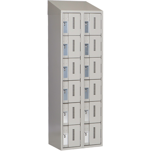 Concorde Heavy-Duty Lockers, 6 -tier, Bank of 2, 24" x 18" x 78", Steel, Grey, Welded (Assembled) R.M.G. Prévention