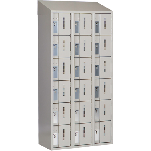 Concorde Heavy-Duty Lockers, 6 -tier, Bank of 3, 36" x 18" x 78", Steel, Grey, Welded (Assembled) R.M.G. Prévention