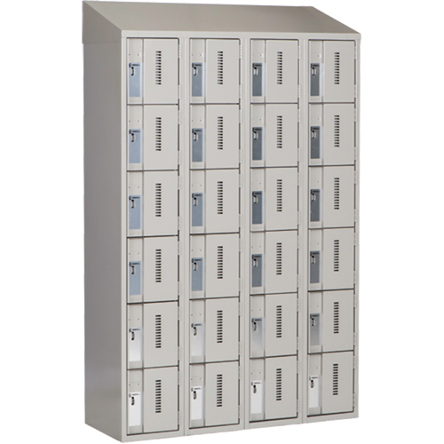 Concorde Heavy-Duty Lockers, 6 -tier, Bank of 4, 48" x 18" x 78", Steel, Grey, Welded (Assembled) R.M.G. Prévention