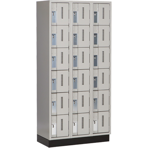 Concorde Heavy-Duty Lockers, 6 -tier, Bank of 3, 36" x 18" x 76", Steel, Grey, Welded (Assembled) R.M.G. Prévention