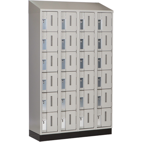 Concorde Heavy-Duty Lockers, 6 -tier, Bank of 4, 48" x 18" x 82", Steel, Grey, Welded (Assembled) R.M.G. Prévention